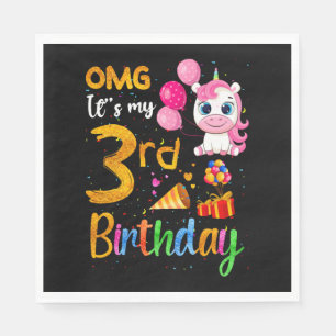 Servilleta De Papel Dios mío, es mi tercer cumpleaños, unicornio de tr