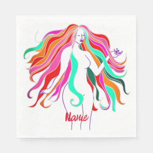 Servilleta De Papel Diosa multicolor de pelo largo Thunder_Cove
