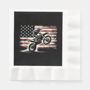 Servilleta De Papel Dirt Bike Bandera Americana Motocross Biker Vintag