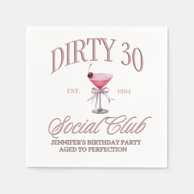 Servilleta De Papel Dirty 30 Coquette Martini rosa tema (Anverso)