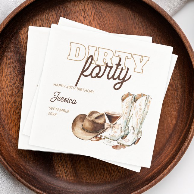 Servilleta De Papel Dirty Forty Rodeo Western 40 Nacimiento Fiesta (Dirty Forty Rodeo Western 40th Birthday Party Napkins)