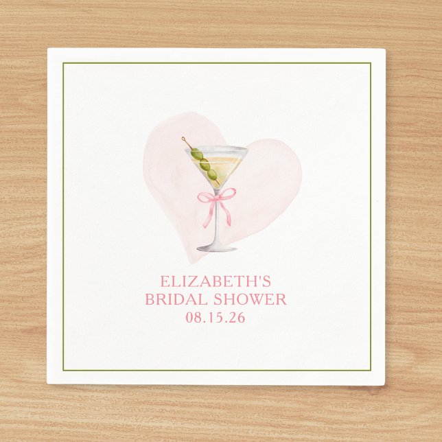 Servilleta De Papel Dirty Martini Coqueta Taza de Té para Despedida de (Chic and customizable martini bridal shower napkins – perfect for a trendy, elegant celebration!)
