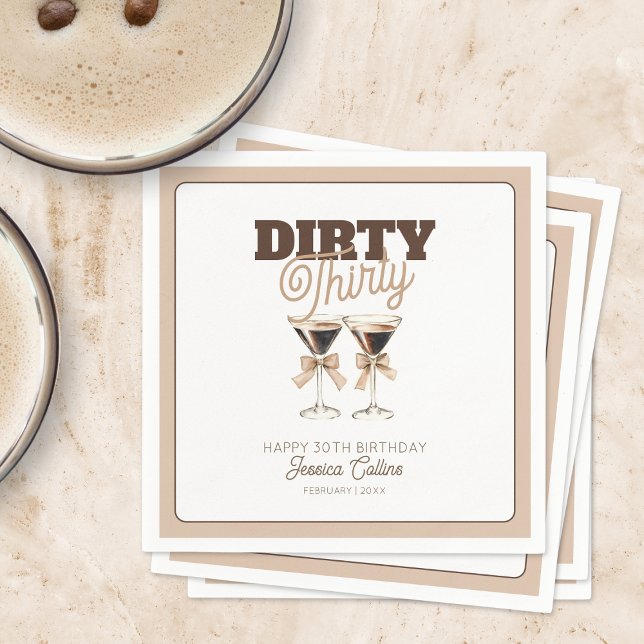 Servilleta De Papel Dirty Thirty Espresso Cocktail 30th Birthday Fiest (Dirty Thirty Espresso Cocktail 30th Birthday Party Napkins)