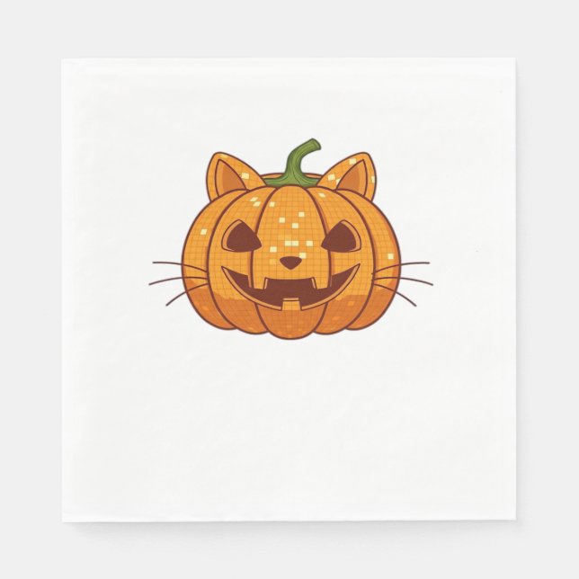 Servilleta De Papel Disco Cat Jack o'Lantern Classic T-Shirt (Anverso)