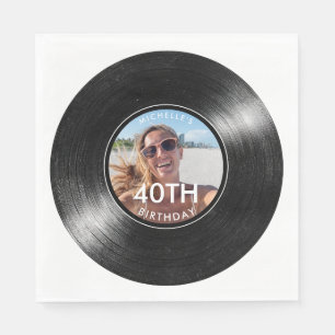 Servilleta De Papel Disco de vinilo de cumpleaños número 40 de papel f