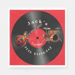 Servilleta De Papel Disco de vinilo retro de cumpleaños música de rock