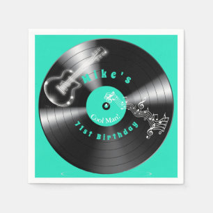 Servilleta De Papel Disco Retro Vinilo Música de Rock Guitarra  