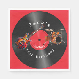 Servilleta De Papel Disco Retro Vinilo Música Rock Guitarra