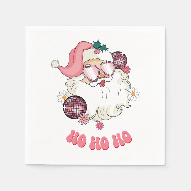 Servilleta De Papel Disco Santa | Ho Ho Ho Ho | (Anverso)