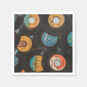 Servilleta De Papel Discos Clásicos de Vinilo Negro