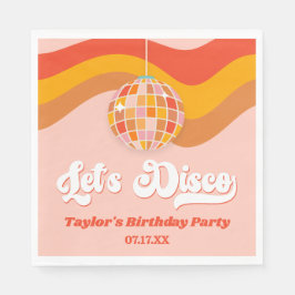 Servilleta De Papel Discoteca Retro fiesta de cumpleaños Naranja roja