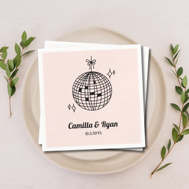 Servilleta De Papel Discotecas Boda de decoración rosa claro retro (Retro Light Pink Disco Wedding Decor Napkins)