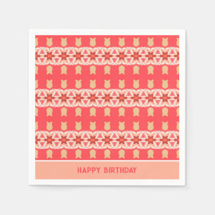 Servilleta De Papel Diseñador De Arroz Rosado Y Coral Con Acento Flora