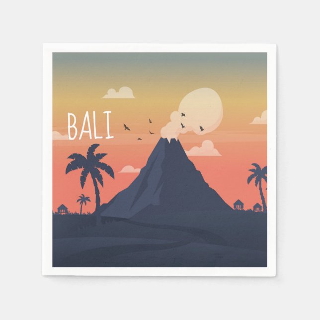 Servilleta De Papel Diseñador de escenas de montaña del volcán Bali (Anverso)