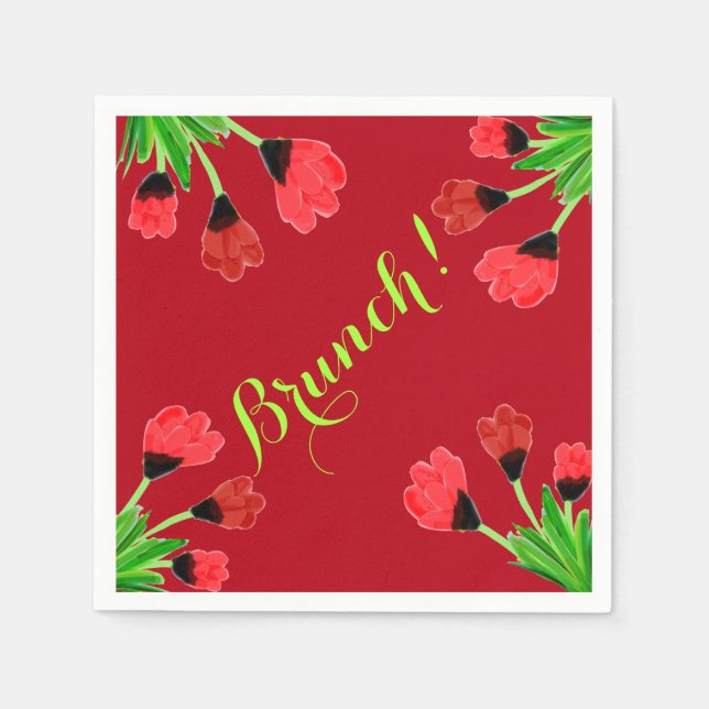 Servilleta De Papel Diseñador floral rojo Barn (Anverso)