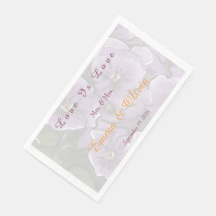 Servilleta De Papel Diseñador Flores Violetas Bodas LGBTQ Señora y Señ