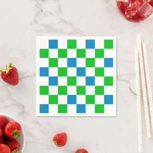 Servilleta De Papel Diseño a cuadros azul blanco verde