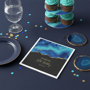 Servilleta De Papel Diseño abstracto de mármol azul dorado elegante