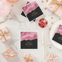 Servilleta De Papel Diseño abstracto de mármol en rosa oro elegante