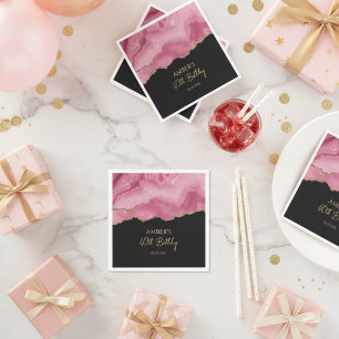 Servilleta De Papel Diseño abstracto de mármol en rosa oro elegante
