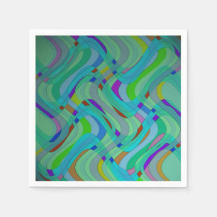 Servilleta De Papel Diseño abstracto retro moderno en verdes y azules