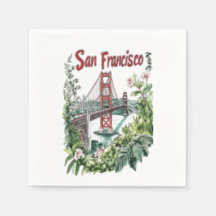 Servilleta De Papel Diseño acuático del puente Golden Gate de San Fran