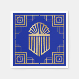 Servilleta De Papel Diseño Art Deco Chanukkah Blue and Gold