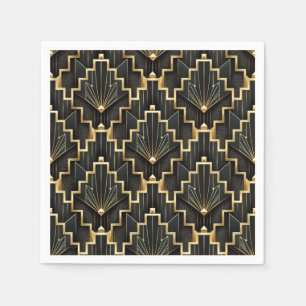 Servilleta De Papel Diseño Art Déco negro y dorado