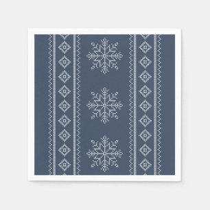 Servilleta De Papel Diseño artesanal de navidades de copo de nieve azu