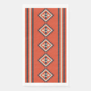 Servilleta De Papel Diseño azteca en colores naranja, beige y azul