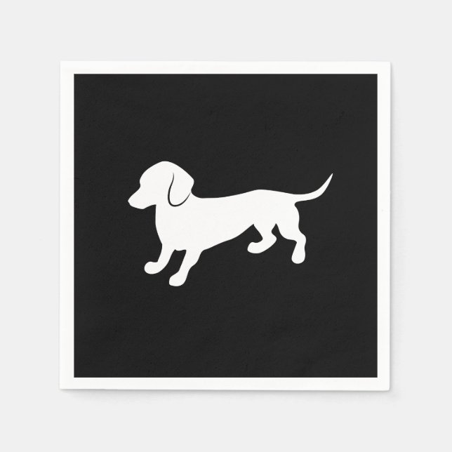 Servilleta De Papel Diseño blanco y negro de Dachshund (Anverso)