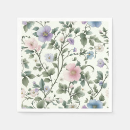 Servilleta De Papel Diseño botánico rosa y azul vintage