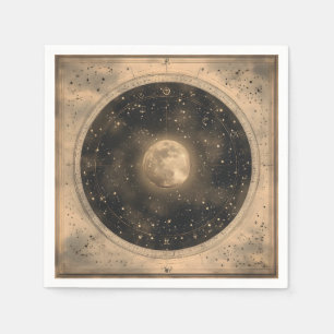 Servilleta De Papel Diseño celestial ruso vintage de luna llena