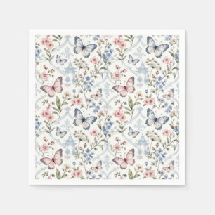 Servilleta De Papel Diseño Chinoiserie de Mariposa y Flor Silvestre