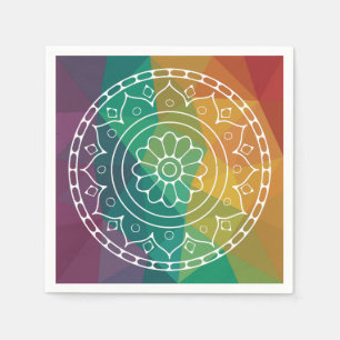 Servilleta De Papel Diseño colorido boho flor mandala india arcoíris