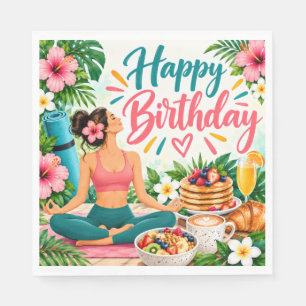 Servilleta De Papel Diseño Colorido de Cumpleaños Feliz Yoga Brunch