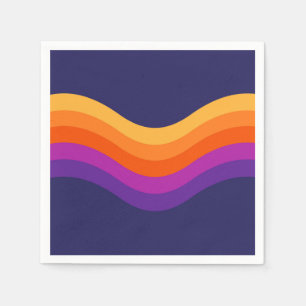 Servilleta De Papel Diseño colorido y sencillo de ondas retro