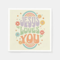 Diseño cristiano retro pastel “Jesús te ama” –