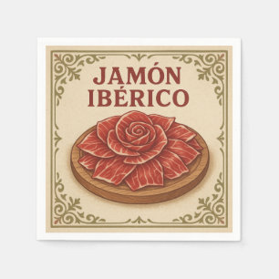 Servilleta De Papel Diseño Cuadrado (Jamón Ibérico, Estilo Retro)