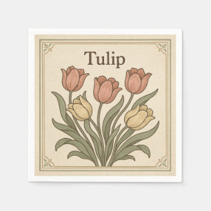 Servilleta De Papel Diseño cuadrado para Tulipán, estilo retro USA