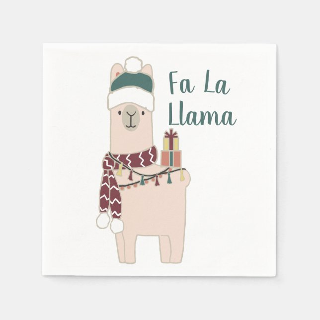 Servilleta De Papel Diseño Cute Holiday Fa La Llama (Anverso)