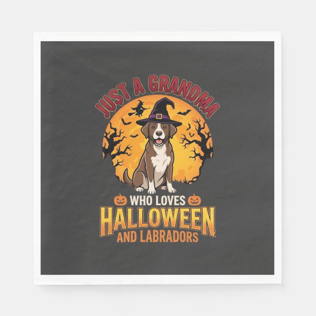 Servilleta De Papel Diseño de abuela de Labrador Halloween_1 (Anverso)