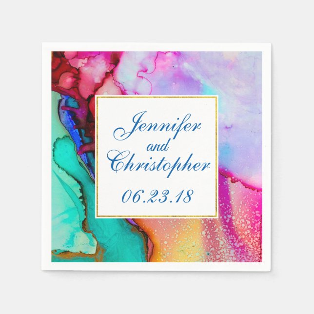 Servilleta De Papel Diseño de acuarela de mármol abstracto moderno (Anverso)