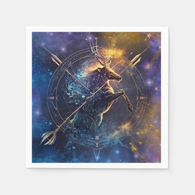 Servilleta De Papel Diseño de acuarela de Rótulo Sagittarius Zodiac (Anverso)