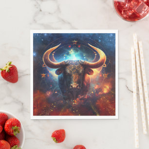 Servilleta De Papel Diseño de Acuarela del Signo Zodiacal Tauro