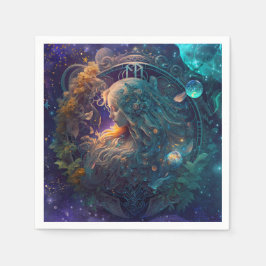 Servilleta De Papel Diseño de Acuarela del Signo Zodiacal Virgo