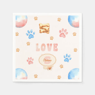 Servilleta De Papel Diseño de acuarela "LOVE" con pinturas de perros
