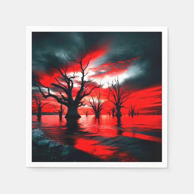 Servilleta De Papel Diseño de árbol oscuro artístico (Anverso)