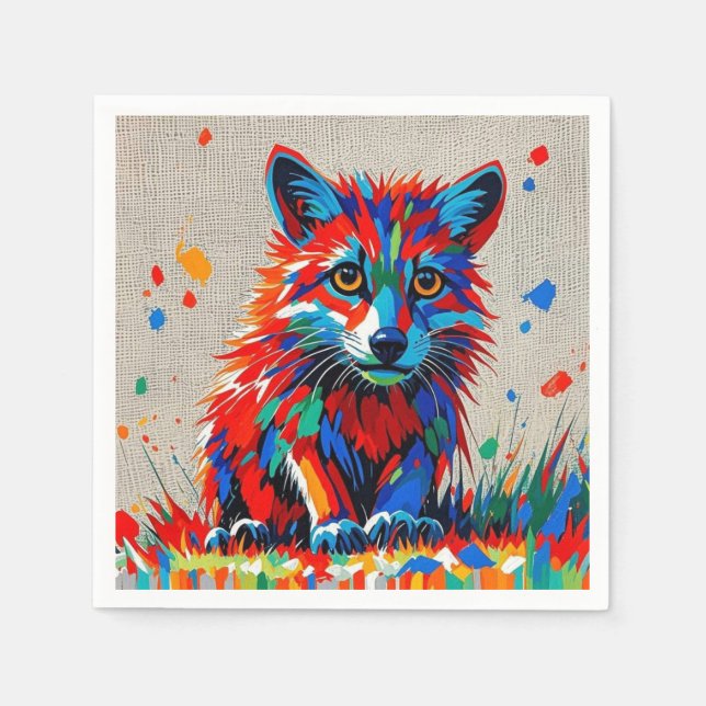 Servilleta De Papel Diseño de arte abstracto de animal expresivo de ca (Anverso)