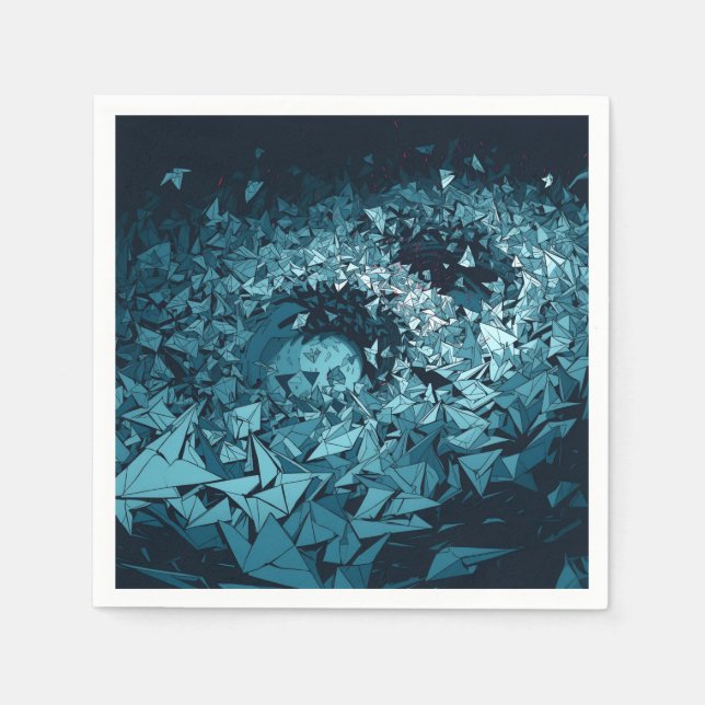 Servilleta De Papel Diseño de arte abstracto de tormenta de origami az (Anverso)